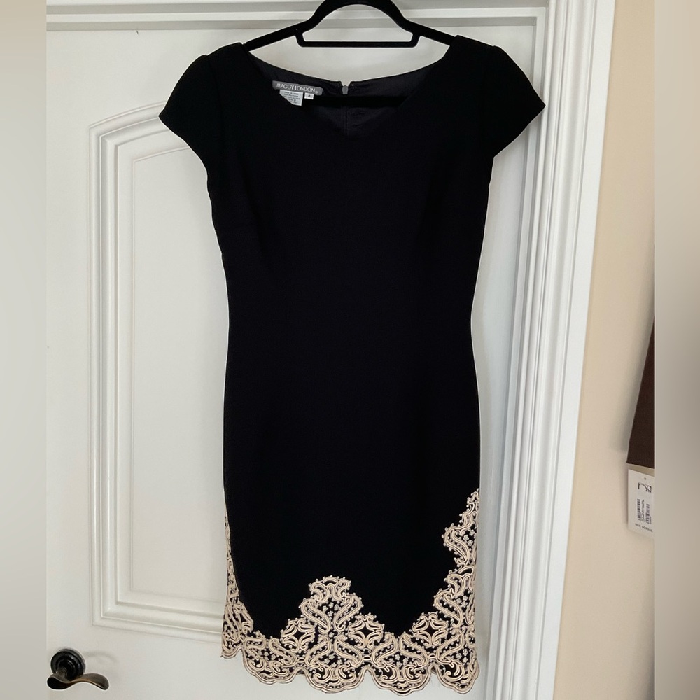 Maggy London Black and Cream Lace Dress